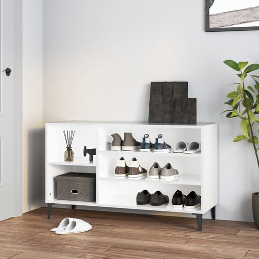 Pantofar, alb extralucios, 102x36x60 cm, lemn compozit - WALTI WALTI