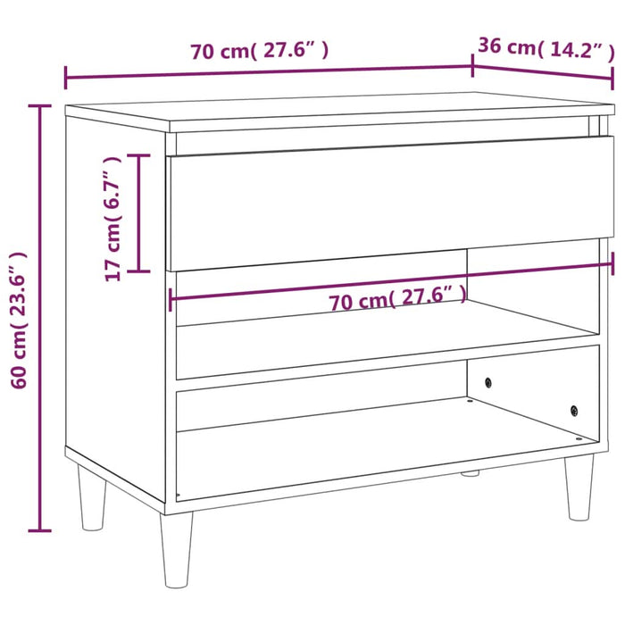 Pantofar, alb, 70x36x60 cm, lemn prelucrat - WALTI WALTI