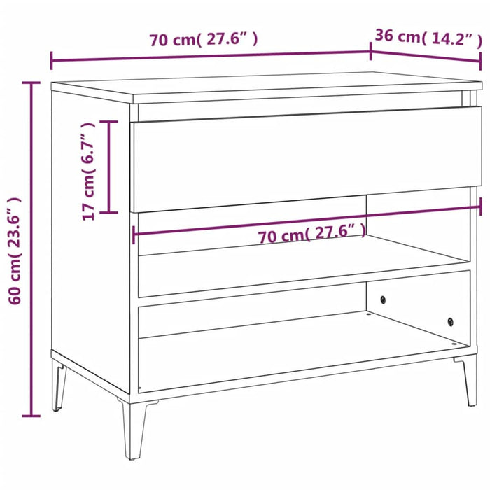 Pantofar, stejar fumuriu, 70x36x60 cm, lemn prelucrat - WALTI WALTI