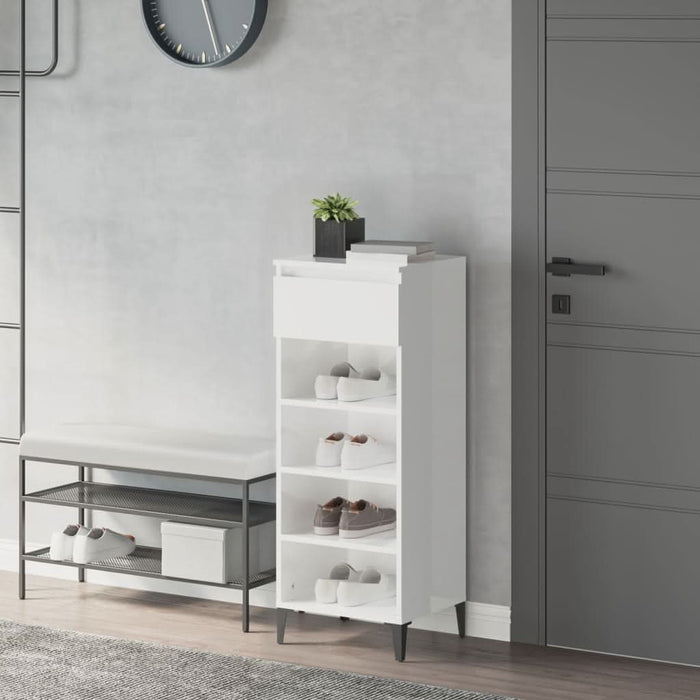 Pantofar, alb extralucios, 40x36x105 cm, lemn compozit - WALTI WALTI