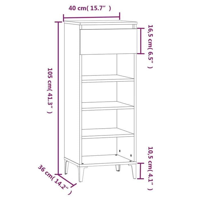 Pantofar, stejar maro, 40x36x105 cm, lemn prelucrat - WALTI WALTI