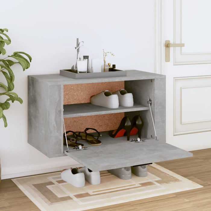 Pantofar de perete, gri beton, 70x35x38 cm, lemn prelucrat - WALTI WALTI