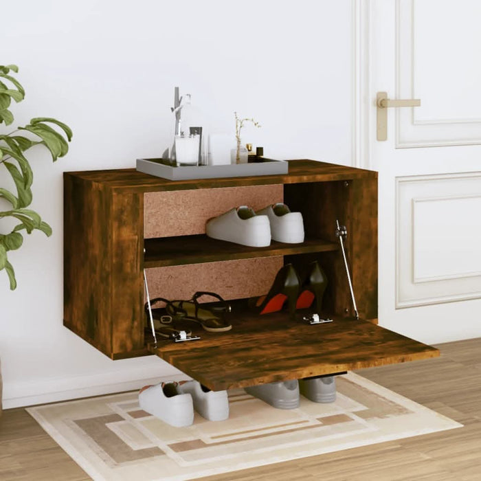 Pantofar de perete, stejar fumuriu, 70x35x38 cm, lemn prelucrat - WALTI WALTI