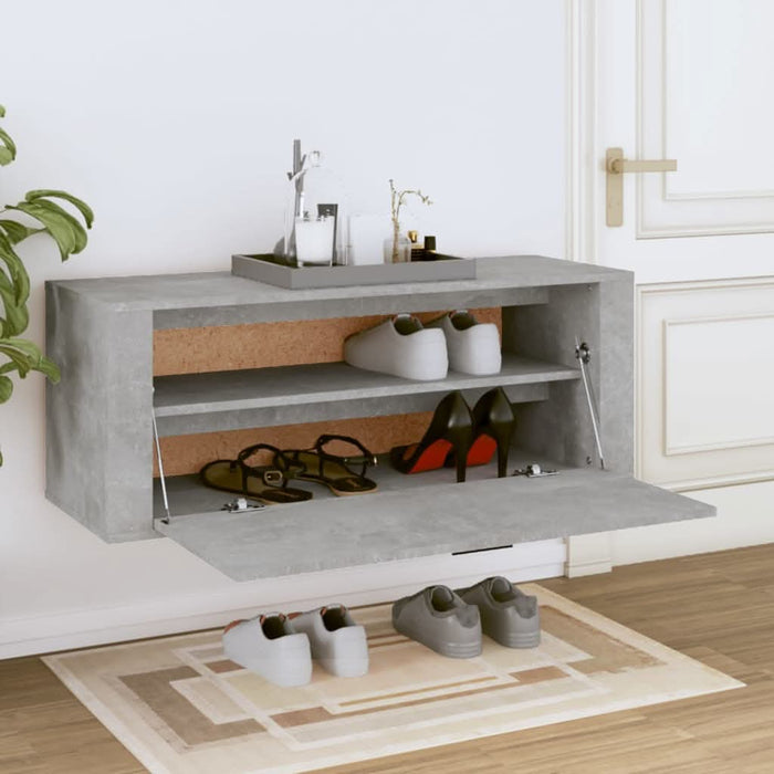 Pantofar de perete, gri beton, 100x35x38 cm, lemn prelucrat - WALTI WALTI