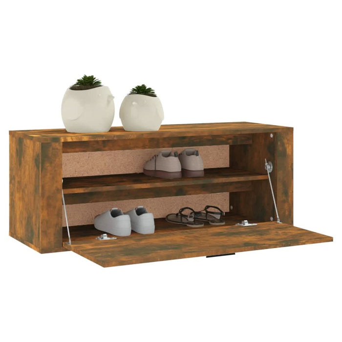 Pantofar de perete, stejar fumuriu, 100x35x38 cm lemn prelucrat - WALTI WALTI