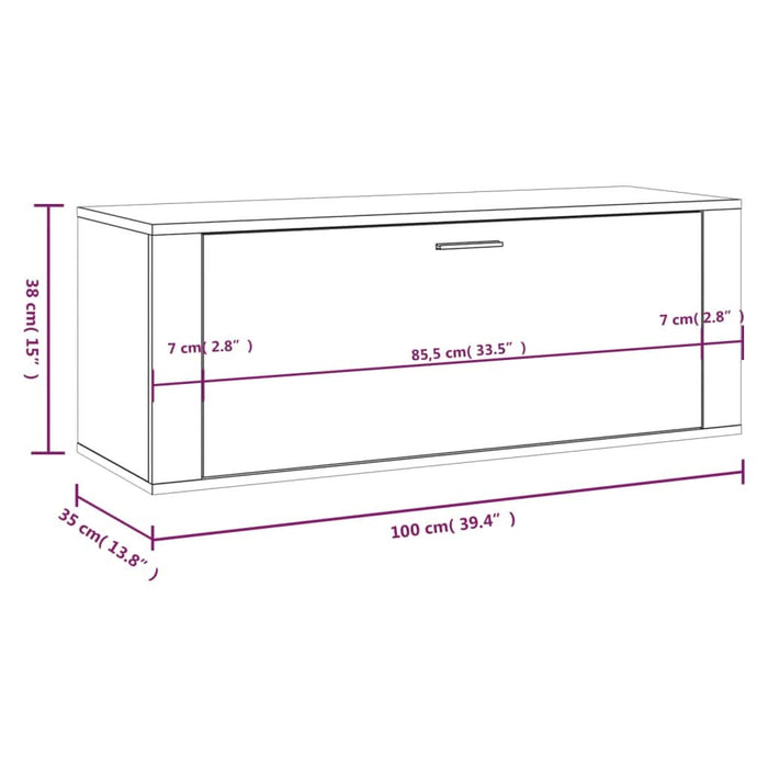 Pantofar de perete, stejar fumuriu, 100x35x38 cm lemn prelucrat - WALTI WALTI