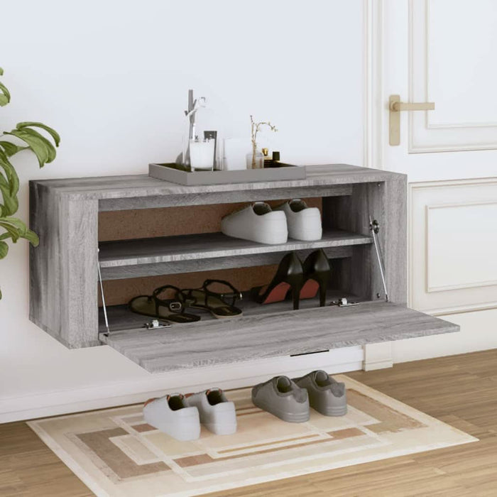 Pantofar de perete, gri sonoma, 100x35x38 cm, lemn prelucrat - WALTI WALTI