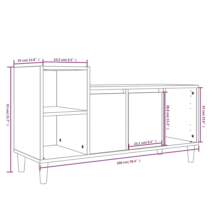 Comodă TV, gri beton, 100x35x55 cm, lemn prelucrat - WALTI WALTI