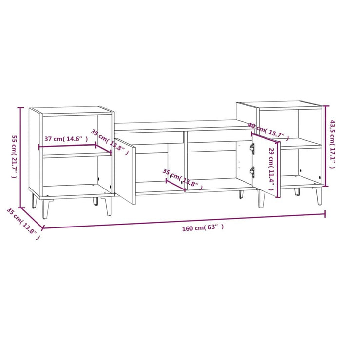 Comodă TV, gri beton, 160x35x55 cm, lemn prelucrat - WALTI WALTI