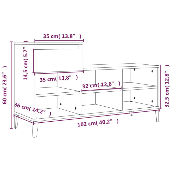 Pantofar, stejar fumuriu, 102x36x60 cm, lemn prelucrat - WALTI WALTI