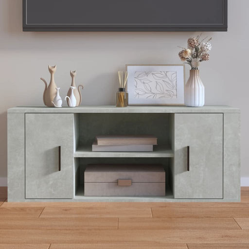 Comodă TV, gri beton, 100x35x40 cm, lemn prelucrat - WALTI WALTI