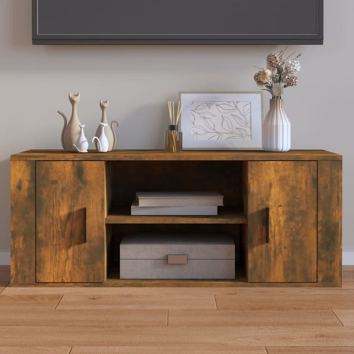 Comodă TV, stejar fumuriu, 100x35x40 cm, lemn prelucrat - WALTI WALTI