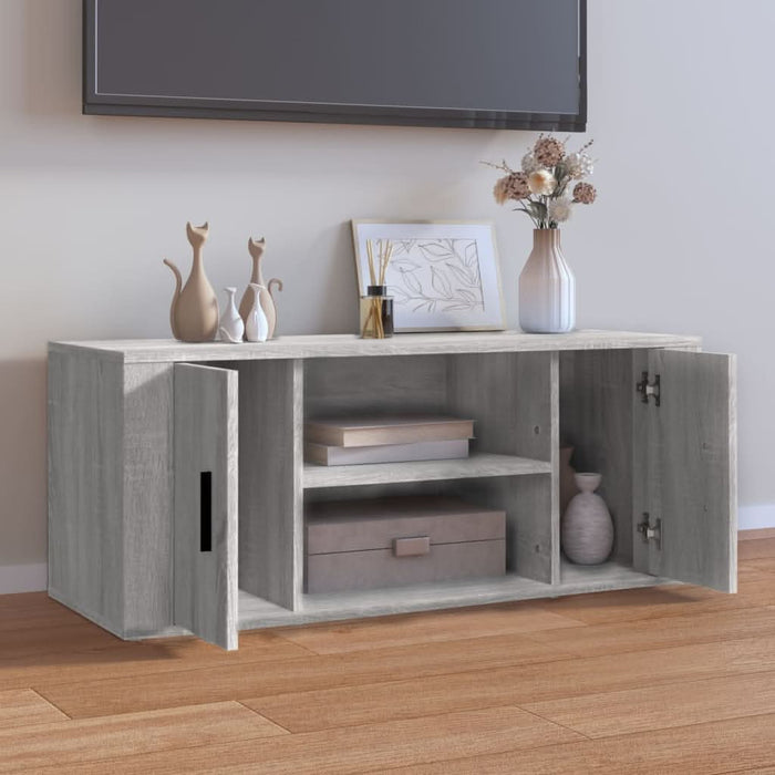 Comodă TV, gri sonoma, 100x35x40 cm, lemn prelucrat - WALTI WALTI