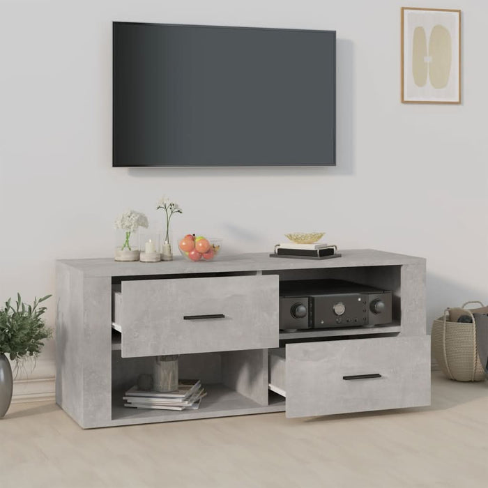 Comodă TV, gri beton, 100x35x40 cm, lemn prelucrat - WALTI WALTI
