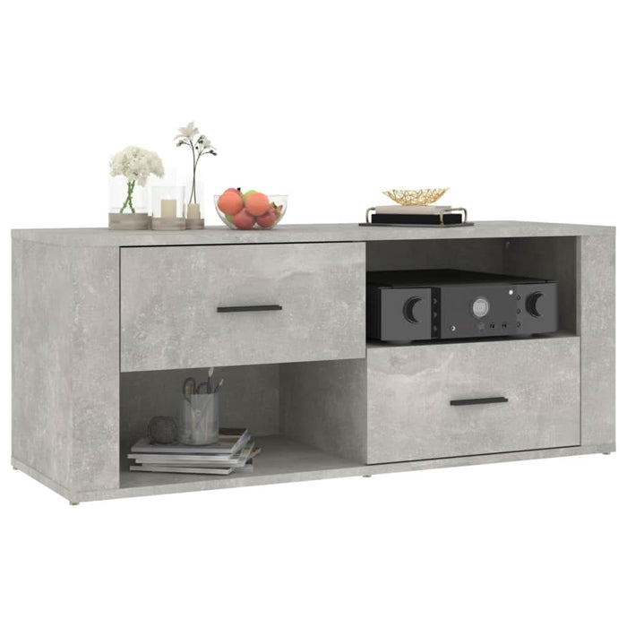 Comodă TV, gri beton, 100x35x40 cm, lemn prelucrat - WALTI WALTI