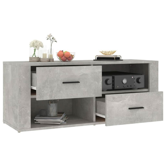 Comodă TV, gri beton, 100x35x40 cm, lemn prelucrat - WALTI WALTI