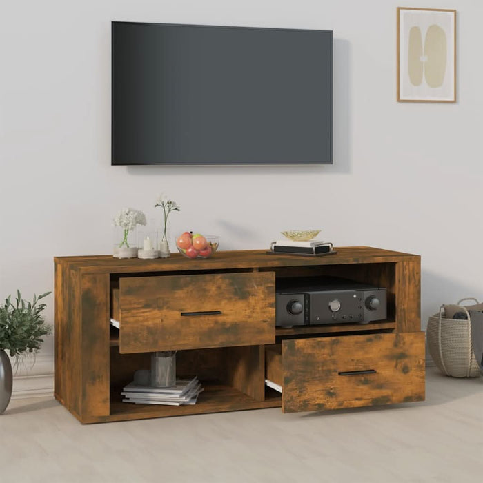 Comodă TV, stejar fumuriu, 100x35x40 cm, lemn prelucrat - WALTI WALTI