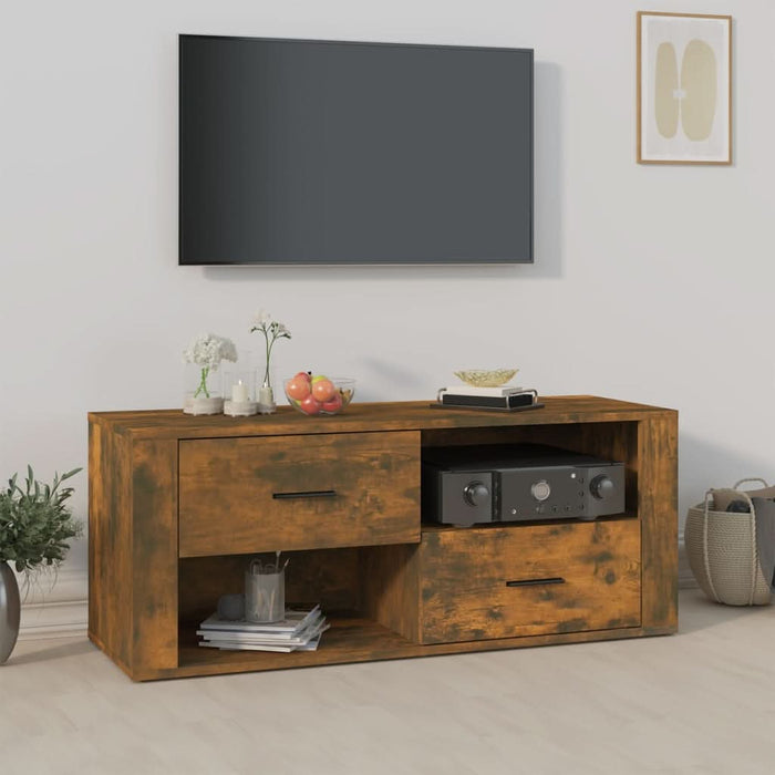 Comodă TV, stejar fumuriu, 100x35x40 cm, lemn prelucrat - WALTI WALTI