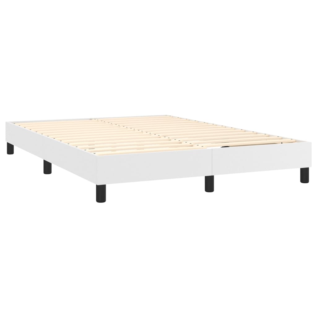 Cadru de pat box spring, alb, 140x190 cm, piele ecologică