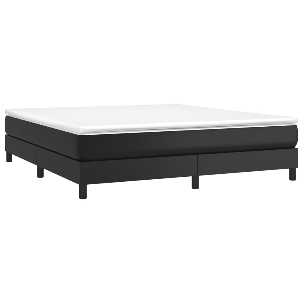 Cadru de pat box spring, negru, 160x200 cm, piele ecologică