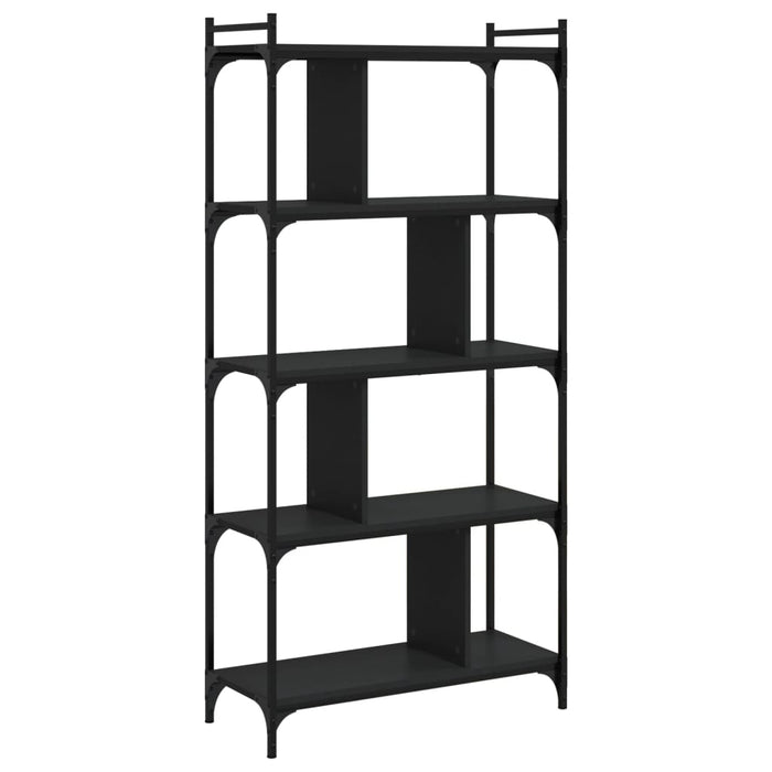 Bibliotecă cu 5 niveluri, negru, 76x32x158 cm, lemn prelucrat - WALTI WALTI