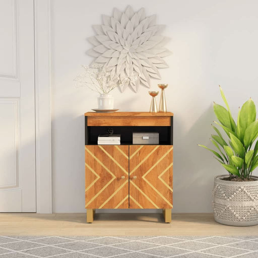 Dulap lateral, maro și negru, 60x33,5x75 cm lemn masiv de mango - WALTI WALTI