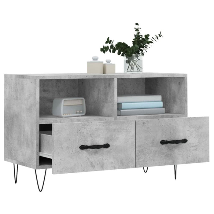 Comodă TV, gri beton, 80x36x50 cm, lemn compozit - WALTI WALTI