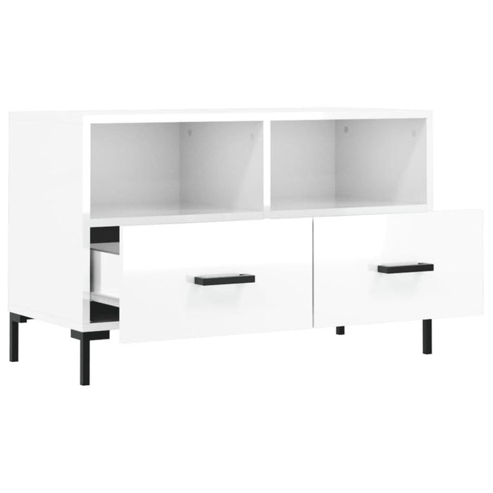 Comodă TV, alb extralucios, 80x36x50 cm, lemn prelucrat - WALTI WALTI