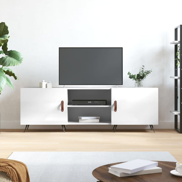 Comodă TV, alb extralucios, 150x30x50 cm, lemn compozit - WALTI WALTI