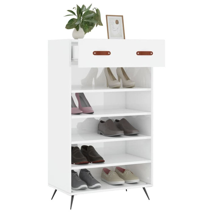 Pantofar, alb extralucios, 60x35x105 cm, lemn prelucrat - WALTI WALTI