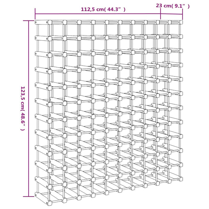 Raft de vin pentru 120 sticle 112,5x23x123,5 cm lemn masiv pin - WALTI WALTI