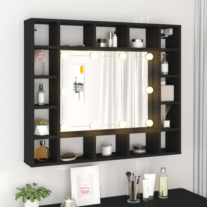 Dulap cu oglindă cu LED, negru, 91x15x76,5 cm - WALTI WALTI