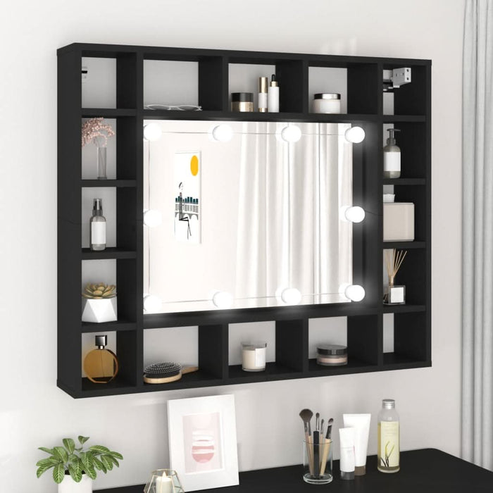 Dulap cu oglindă cu LED, negru, 91x15x76,5 cm - WALTI WALTI