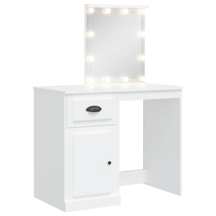 Masă de toaletă cu LED-uri, alb, 90x42x132,5 cm - WALTI WALTI