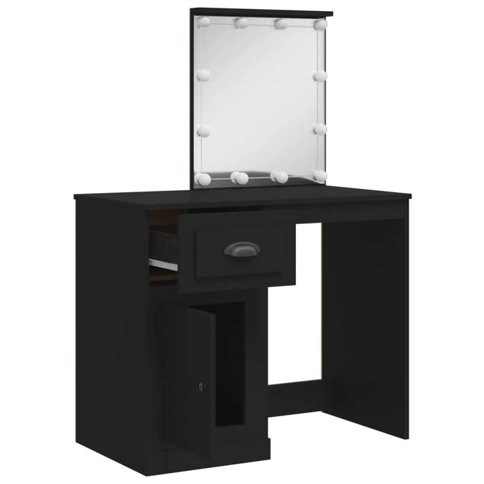 Masă de toaletă cu LED-uri, negru, 90x42x132,5 cm - WALTI WALTI