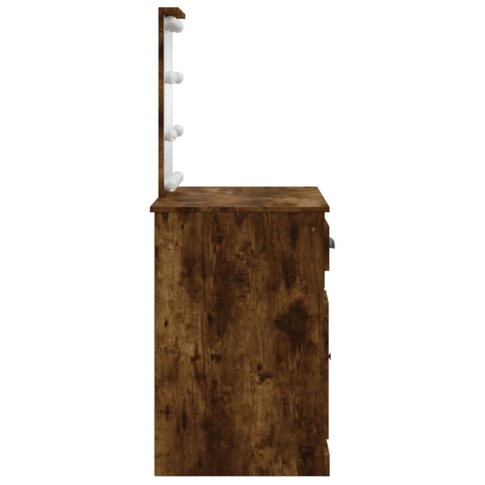 Masă de toaletă cu LED-uri, stejar fumuriu, 90x42x132,5 cm - WALTI WALTI
