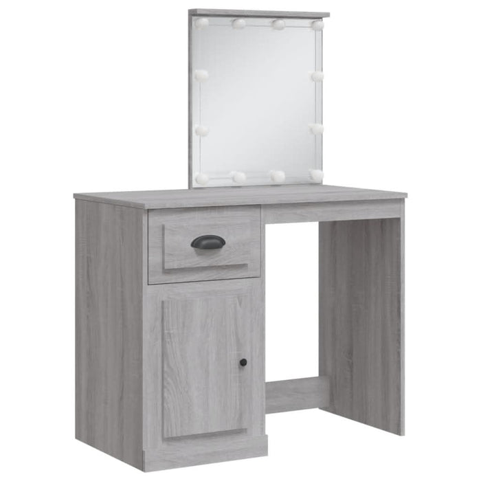 Masă de toaletă cu LED-uri, gri sonoma, 90x42x132,5 cm - WALTI WALTI