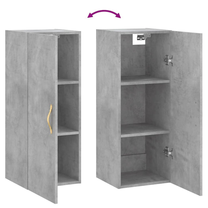 Dulap montat pe perete, gri beton, 34,5x34x90 cm - WALTI WALTI