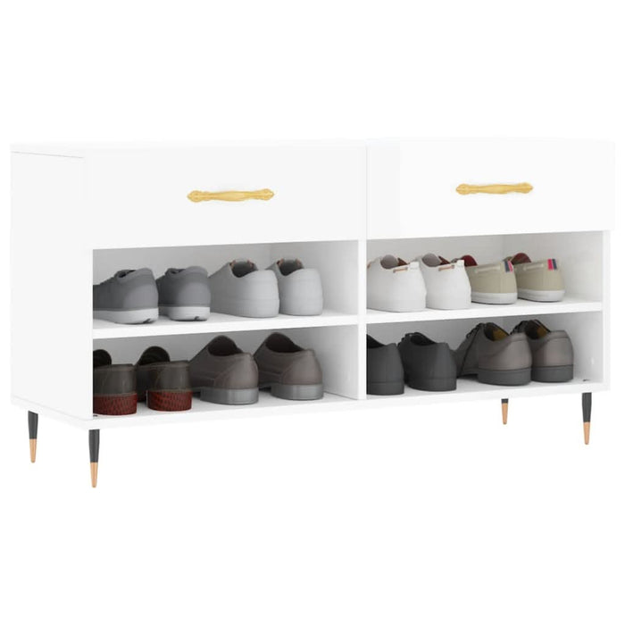 Bancheta pantofar, alb extralucios, 102x35x55 cm, lemn compozit - WALTI WALTI