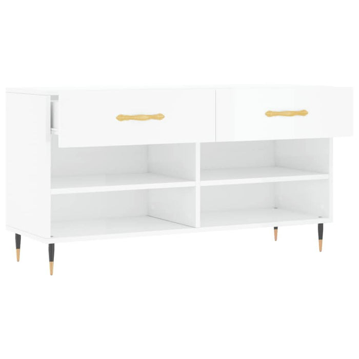 Bancheta pantofar, alb extralucios, 102x35x55 cm, lemn compozit - WALTI WALTI