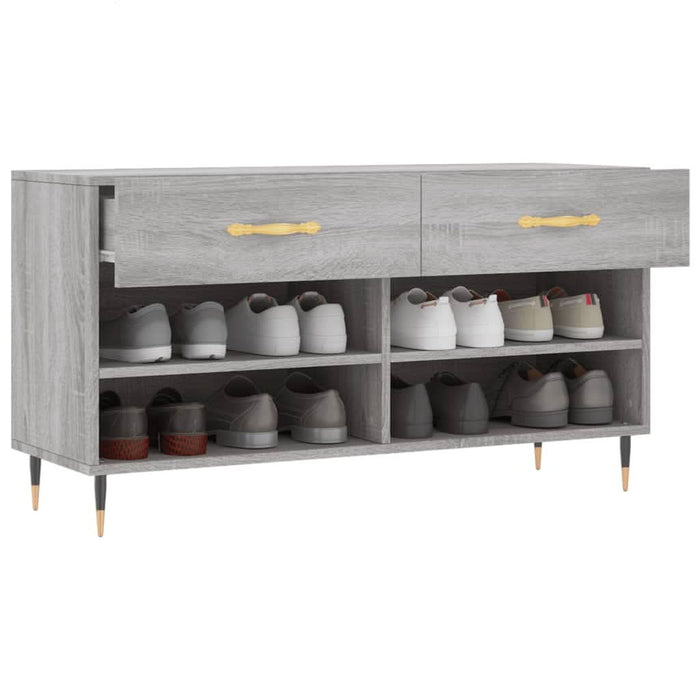 Bancă de pantofi, gri sonoma, 102x35x55 cm, lemn prelucrat - WALTI WALTI
