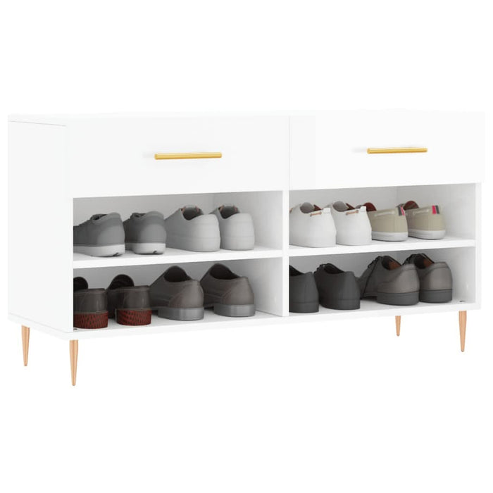 Bancheta pantofar, alb extralucios, 102x35x55 cm, lemn compozit - WALTI WALTI