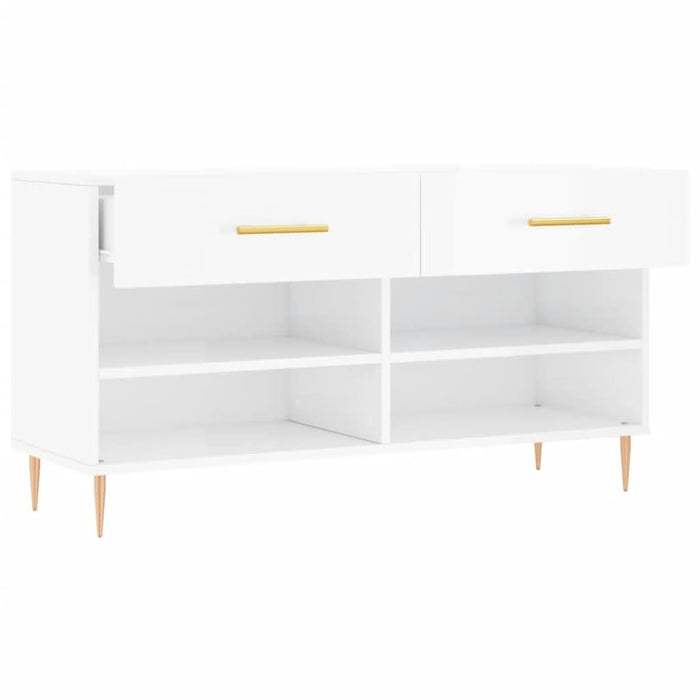 Bancheta pantofar, alb extralucios, 102x35x55 cm, lemn compozit - WALTI WALTI