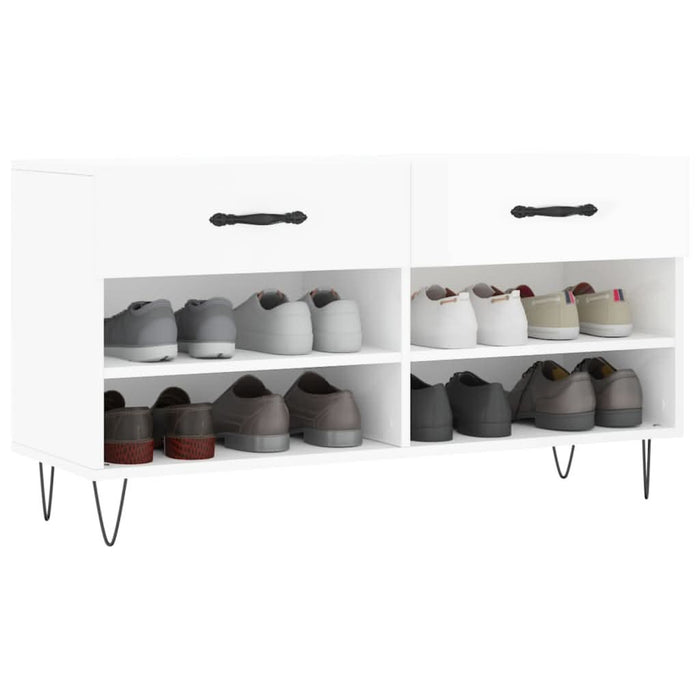 Bancheta pantofar, alb extralucios, 102x35x55 cm, lemn compozit - WALTI WALTI