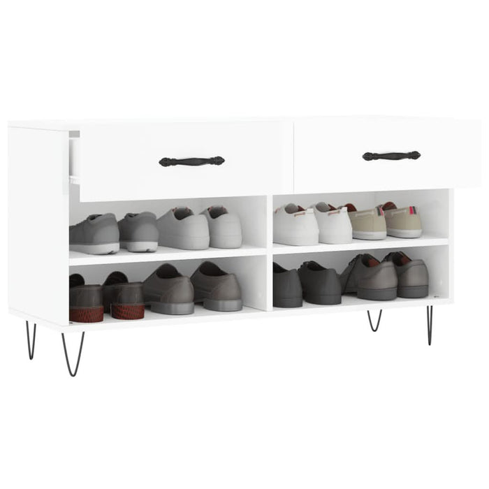 Bancheta pantofar, alb extralucios, 102x35x55 cm, lemn compozit - WALTI WALTI