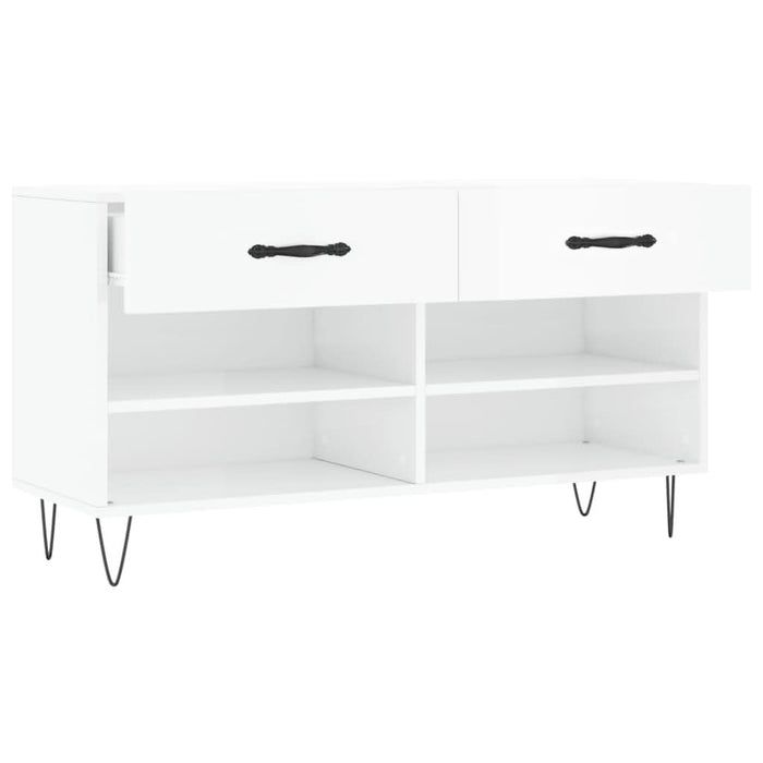 Bancheta pantofar, alb extralucios, 102x35x55 cm, lemn compozit - WALTI WALTI
