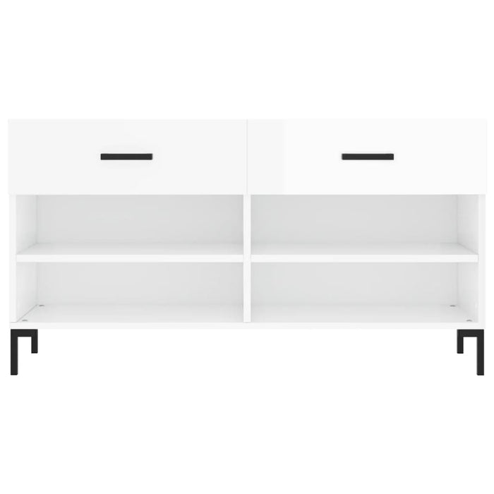 Bancheta pantofar, alb extralucios, 102x35x55 cm, lemn compozit - WALTI WALTI