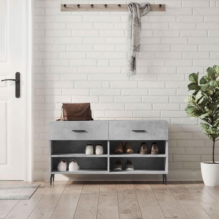 Bancheta pantofar, gri beton, 102x35x55 cm, lemn prelucrat - WALTI WALTI
