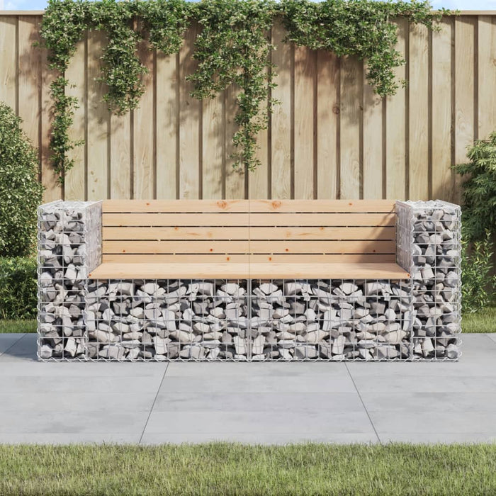 Bancă de grădină, design gabion, 184x71x65,5 cm, lemn masiv pin - WALTI WALTI