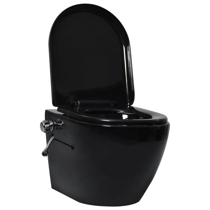 Vas WC de perete fără ramă, rezervor încastrat, negru, ceramică - WALTI WALTI